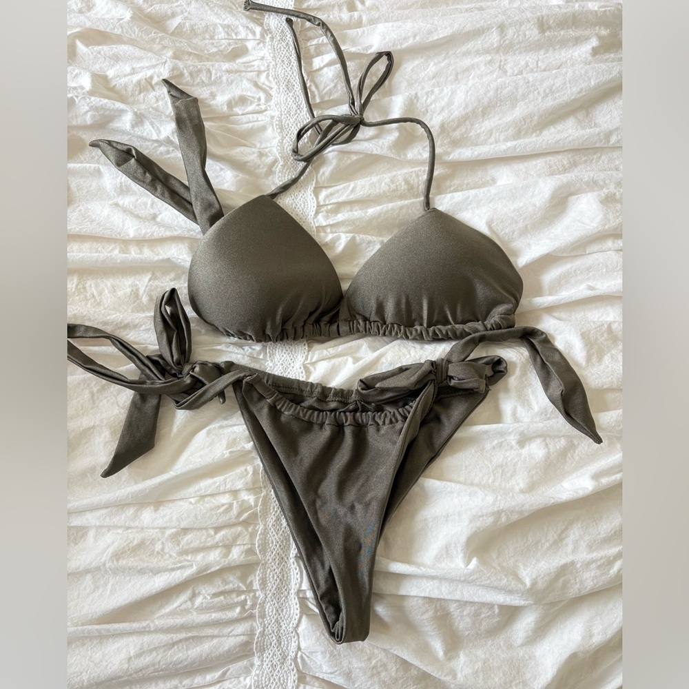 NEW Olive Green Shimmer Bikini Set